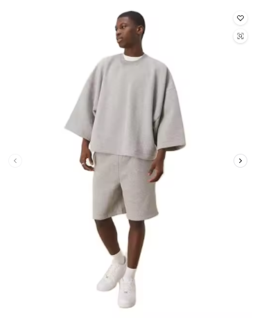 MENS SET 004 Custom Summer Men's Casual 2-Piece Sets Short Sleeve T-Shirt and Solid Terry Tracksuit with Pockets New Mens Shorts Set